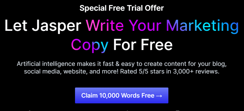 Jasper AI Free Trial - Claim 10k Words Free