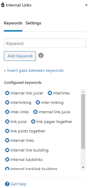 Wordpress Internal Links Keywords