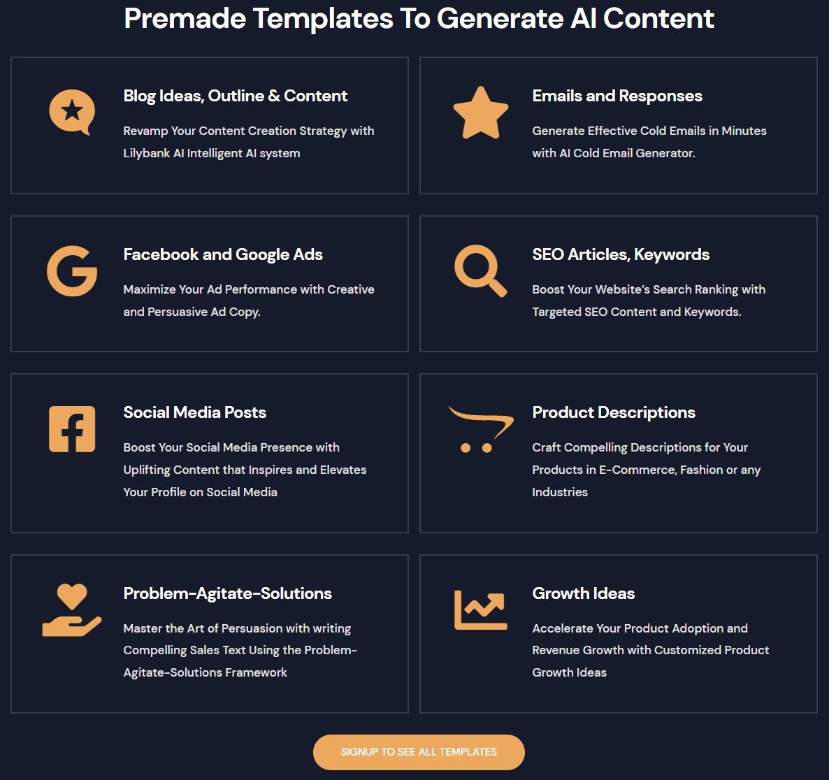 LilyBank AI Templates for content writers